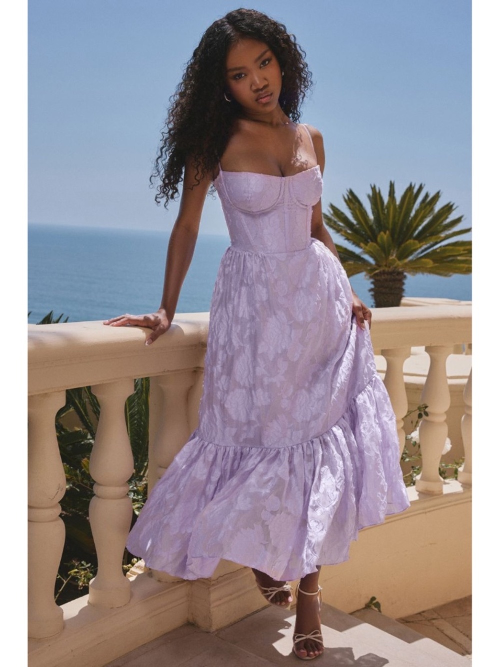 NEW House of CB Mira Floral Jacquard Dress Orchid Large+ (XL) with Regular Cup